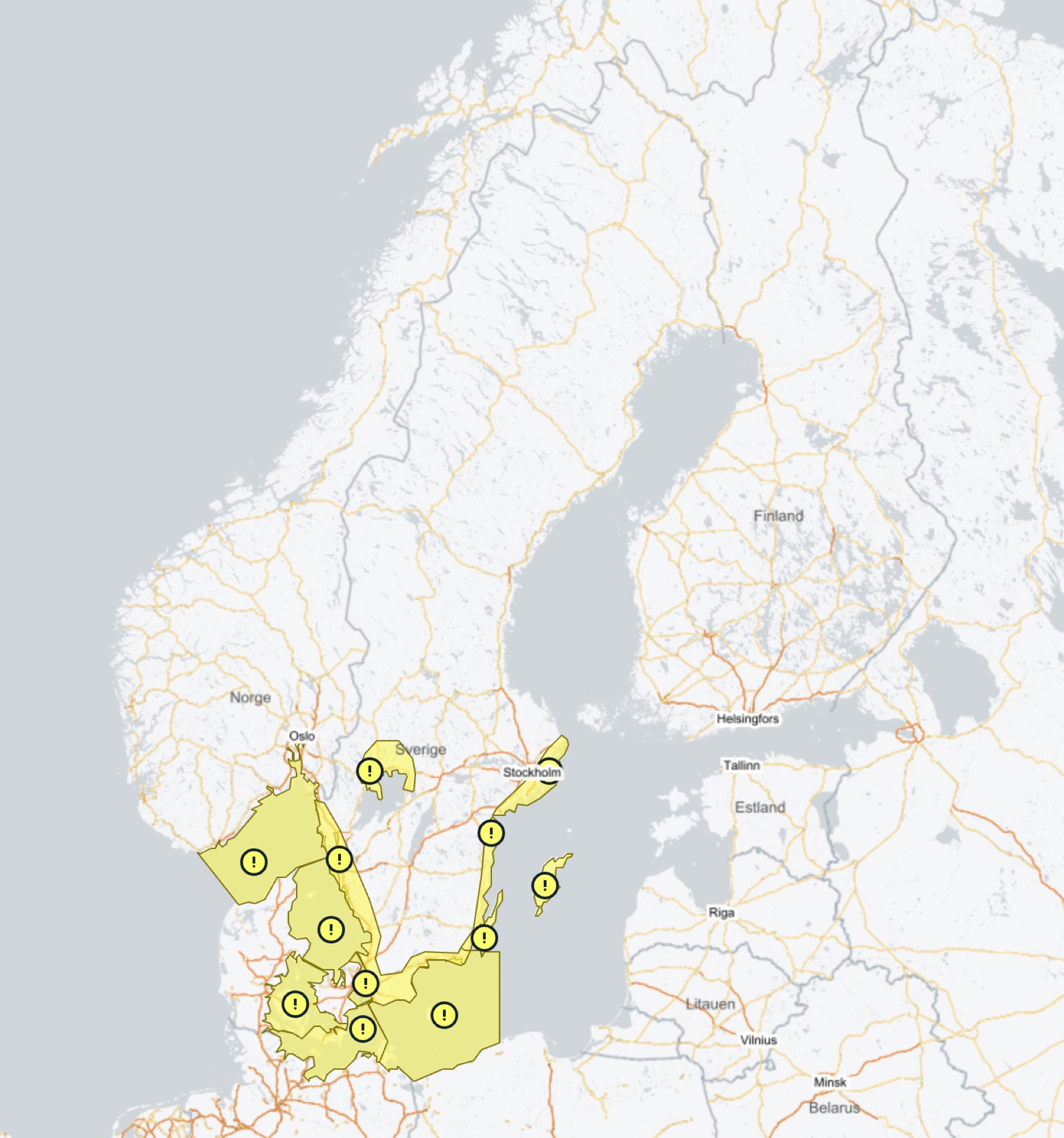 Kraftiga stormbyar drar in över Sverige på torsdag