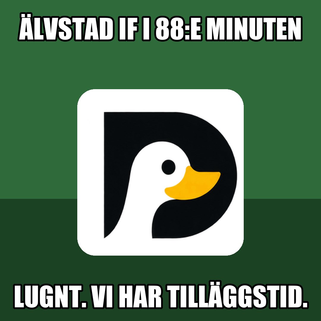 En anka med texten Älvstad IF i 88:e minuten: Lugnt. Vi har tilläggstid.